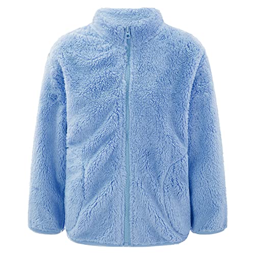 Alvivi Unisex Kinder Fleece-Jacke Strickfleecejacke mit Stehkragen Reißverschluss Warme Fleecejacke Herbst Winter Mantel Outwear A Blau 110-116 von Alvivi