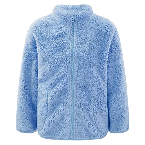 Alvivi Unisex Kinder Fleece-Jacke Strickfleecejacke mit Stehkragen Reißverschluss Warme Fleecejacke Herbst Winter Mantel Outwear A Blau 134-140 von Alvivi