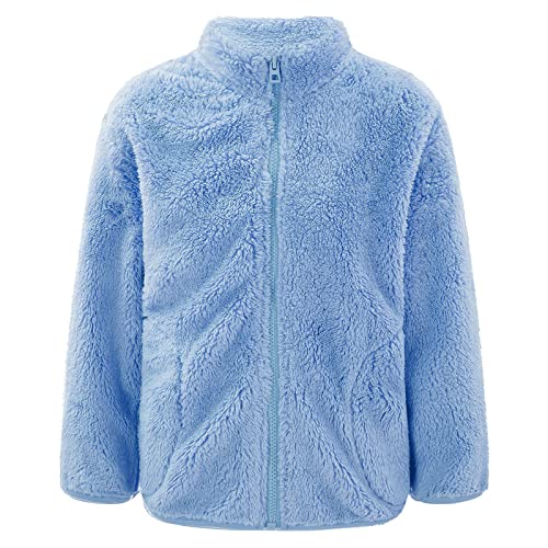 Alvivi Unisex Kinder Fleece-Jacke Strickfleecejacke mit Stehkragen Reißverschluss Warme Fleecejacke Herbst Winter Mantel Outwear A Blau 146-152 von Alvivi