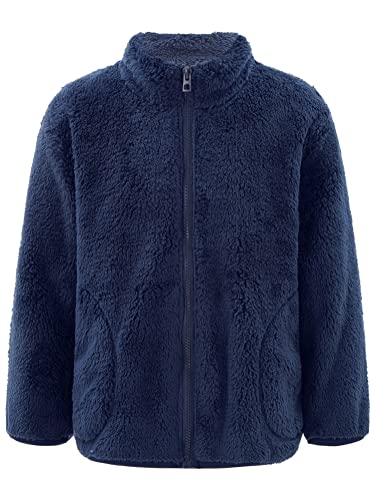 Alvivi Unisex Kinder Fleece-Jacke Strickfleecejacke mit Stehkragen Reißverschluss Warme Fleecejacke Herbst Winter Mantel Outwear Marine Blau 110-116 von Alvivi
