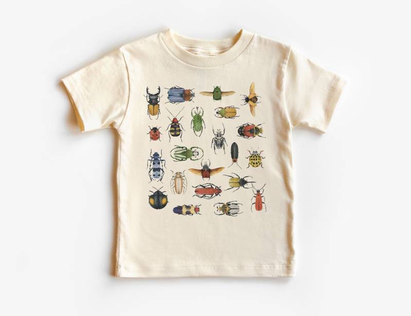 Retro Käfer Kleinkind Shirt - Entomologie Kinderkleidung Zukünftiger Entomologe Käferarten Boho Natural Kinder & Jugend Shirts von AlvordApparel