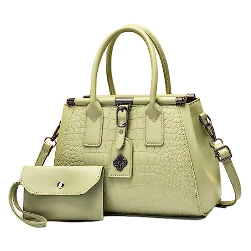 AlwaySky 2pcs Damen Top Griff Satchel und Geldbeutel Faux Leder Totes Umhängetasche Kupplungs-Geldbörse Grün von AlwaySky