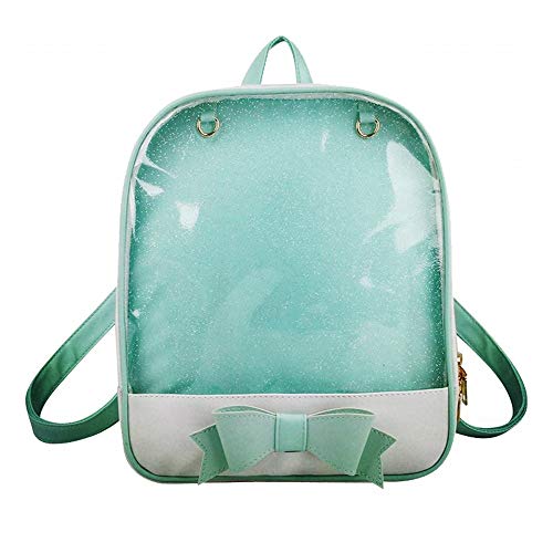 AlwaySky Ita Bag Rucksack Mädchen Süß Candy Leder Tasche Geldbörse Schultasche Sommer Strandtasche Geldbörse mit Bowknot Transparente Fenster für DIY Dekore von AlwaySky