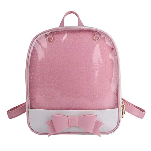AlwaySky Ita Bag Rucksack Mädchen Süß Candy Leder Tasche Geldbörse Schultasche Sommer Strandtasche Geldbörse mit Bowknot Transparente Fenster für DIY Dekore von AlwaySky