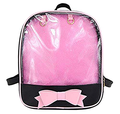 AlwaySky Ita Bag Rucksack Mädchen Süß Candy Leder Tasche Geldbörse Schultasche Sommer Strandtasche Geldbörse mit Bowknot Transparente Fenster für DIY Dekore von AlwaySky