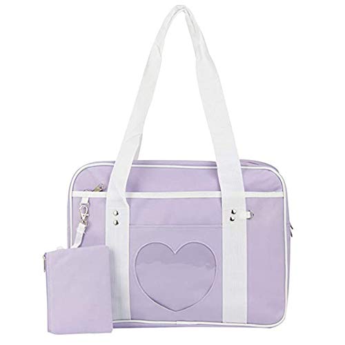AlwaySky Ita Tasche Herzform Fenster Japanische Schule Handtasche Große JK Tasche Mädchen Duffle Geldbörse Anime Schulranzen für Lolita Comic DIY Lila von AlwaySky