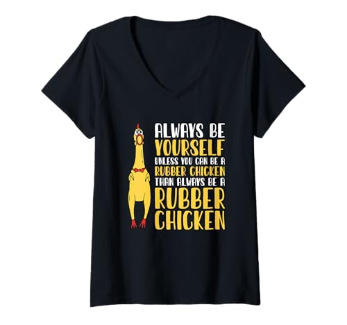 Damen Lustig, sei Immer du selbst, es sei denn, du Kannst EIN Gummihuhn Sein T-Shirt mit V-Ausschnitt Damen Lustig, sei Immer du selbst, es sei denn, du Kannst EIN Gummihuhn Sein T-Shirt mit V-Ausschnitt von Always Be Yourself Funny Rubber Chicken Gift