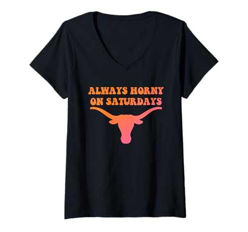 Damen Lustiges Design Always Horny On Saturdays T-Shirt mit V-Ausschnitt Damen Lustiges Design Always Horny On Saturdays T-Shirt mit V-Ausschnitt von Always Horny On Saturdays Quote