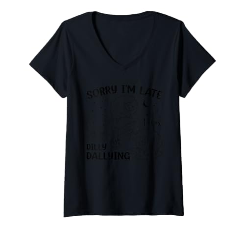 Damen Sorry I'm Late Dreamer Sheep Procrastinators Lazy T-Shirt mit V-Ausschnitt von Always Late People by TheMaesthetics