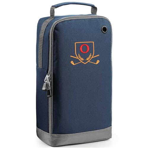 Always Looking Good Golf-Schuhtasche mit Monogramm-Stickerei, Initialbuchstabe, benutzerdefinierte bestickte Golfstiefeltasche – Golf-Geschenke für Männer, navy, 35x19x12cm, O von Always Looking Good