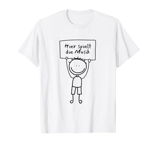 Always Winning Studio - Hier spielt die Musik Spruch lustig Logo T-Shirt Weiß Männer Unisex-Erwachsene Klein EU 16-40 Rundhals Halbarm Klassische Passform Polyester 100% Imported Winter T-Shirt von Always Winning Studio