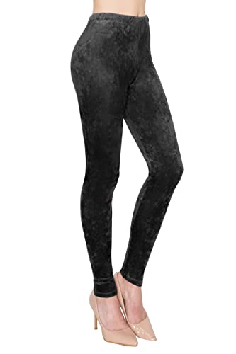 ALWAYS Damen Stretch Samt Leggings - Premium Soft Warm Winter Solid Basic Pants - Schwarz - XL/XXL von Always