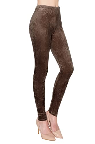 ALWAYS Lässige Samt-Leggings für Damen – butterweiche, warme Winter-Yogahose, Vle128 / Braun, Groß von Always