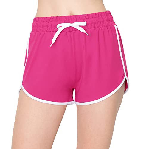 ALWAYS Yoga-Shorts für Damen, 7,6 cm, hochwertig, weich, Bauchkontrolle, Workout, Stretch, solide Leggings mit Taschen, Az-sbhe166 / Fuchsia, Klein von Always