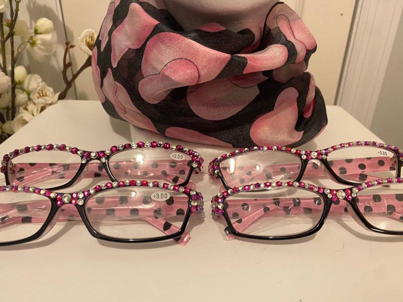 Pink Polka Dot Swarovski & Kristall Blinged Out-Leser von AlwaysInMyHeartGifts