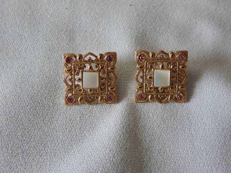 Vintage Sammler Damen Ohrringe Quadrat Mit Strasssteinen von AlwaysPlanBVintage