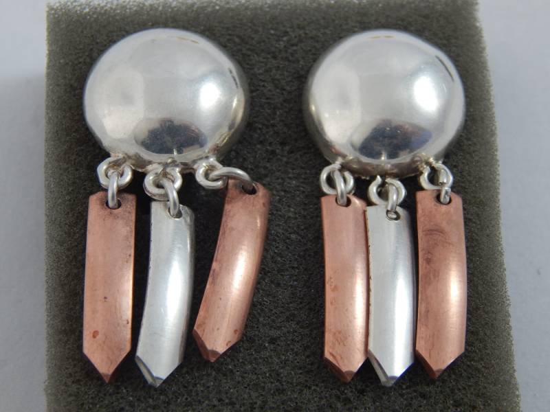 Vintage Sterling Silber Und Kupfer Ohrringe von AlwaysPlanBVintage