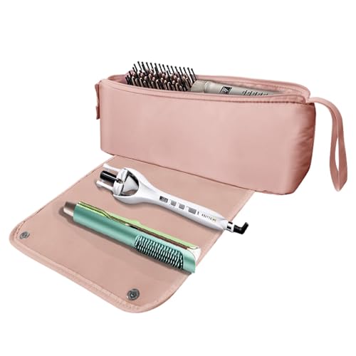 Lockenstabhalter – Lockenstab-Organizer | Wasserdichter geteilter Glätteisenhalter mit Reißverschluss | Tragbares Glätteisen-Etui mit Riemen für Haartrockner, multifunktionaler Lockenstab-Organizer von Alwida