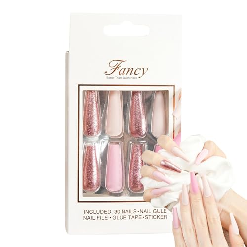Press On Nails Sarg lang, Langes Ballett Press On Nails | Ballett Sarg Full Cover Fake Nails,Wiederverwendbare, dauerhafte Ballerina-Kunstnägel für Frauen und Mädchen von Alwida