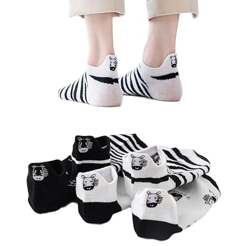 Alxad 5 Paar Sneaker Socken Damen 35-38 Bunt Lustige Baumwolle Sportsocken Weicher Atmungsaktiver Bestickte Kurze Socken mit Motiv von Alxad