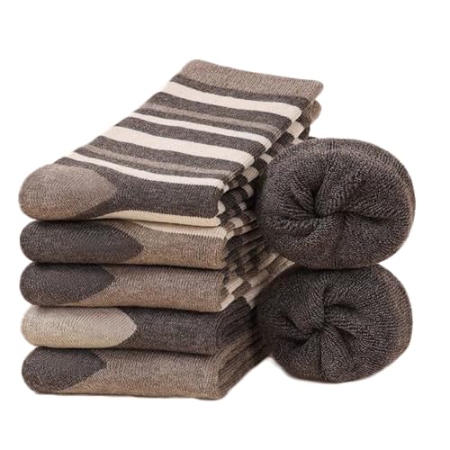Alxad 5 Paare Socken Damen Warme Dicke Weiche Wintersocken Thermosocken Bunte Lustige Wollsocken mit Innenfrottee von Alxad
