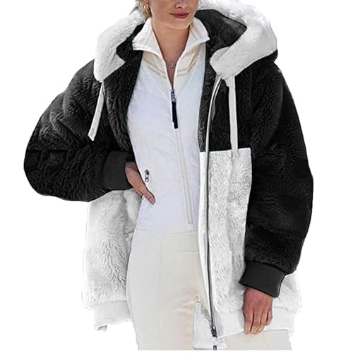 Alxad Hoodie Damen Kapuzenpullover Teddy Fleece Plüsch Warm Herbst Wintermantel Fleecejacke Reißverschluss Sweatshirt Pullover mit Kapuze Taschen von Alxad