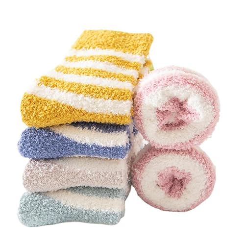 Alxad Kuschelsocken Damen - 5 Paar Flauschige Socken Warme Fuzzy Socks - Plüsch Stoppersocken für Damen - Weiche Dicke Winter Warm Bettsocken - Anti-Rutsch Haussocken von Alxad