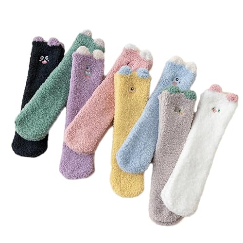 Alxad Kuschelsocken Mädchen Kinder Socken Wintersocken Jungen Kleinkind Winter Stoppersocken Warme Thermo Flauschige Socken Bettsocken 5 Paare von Alxad