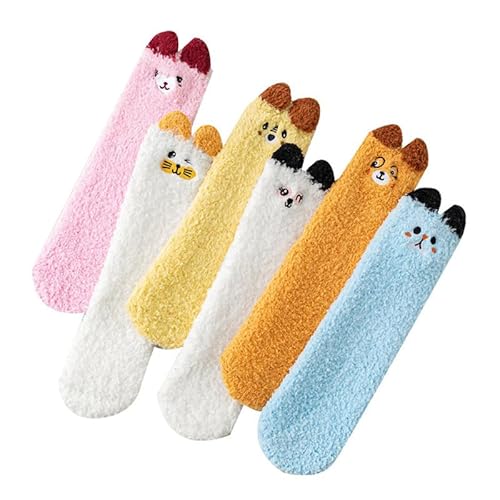 Alxad Kuschelsocken Mädchen Kinder Socken Wintersocken Jungen Kleinkind Winter Stoppersocken Warme Thermo Flauschige Socken Bettsocken 5 Paare von Alxad