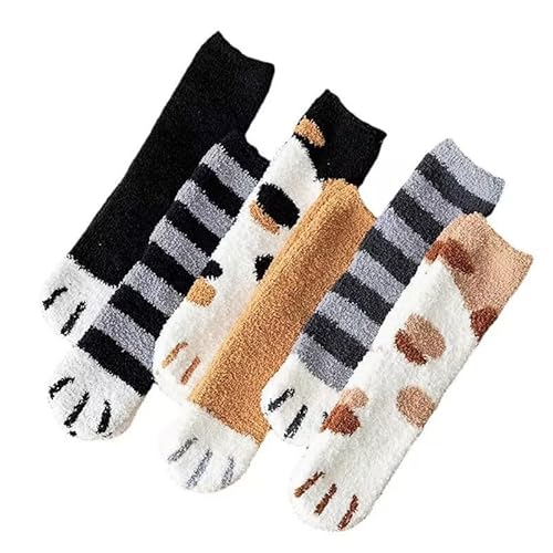 Alxad Kuschelsocken Mädchen Kinder Socken Wintersocken Jungen Kleinkind Winter Stoppersocken Warme Thermo Flauschige Socken Bettsocken 5 Paare von Alxad