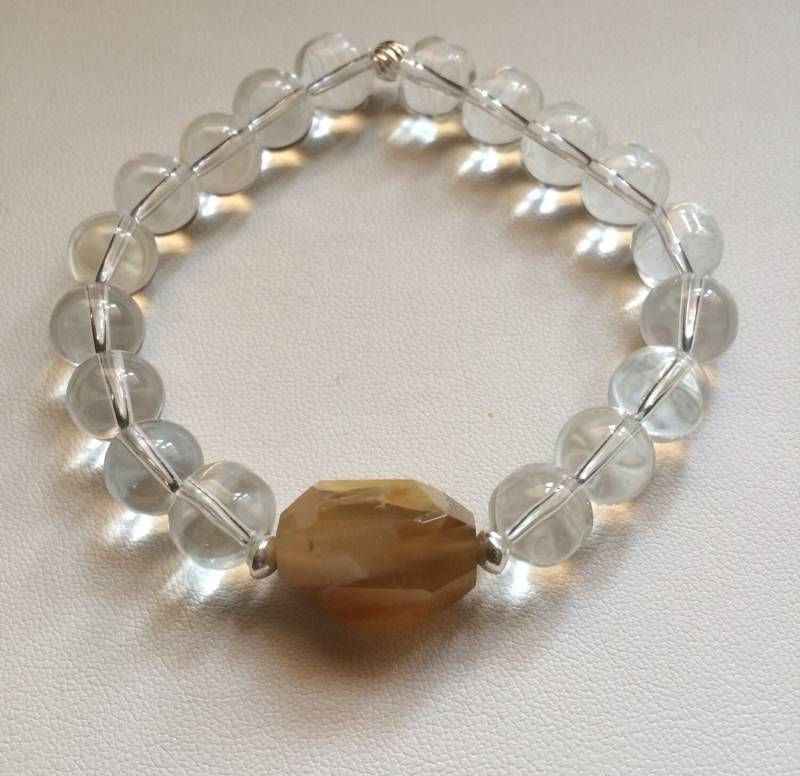 Achat Armband Sterlingsilber Gelb Nugget & Kristall Edelstein Perlen Sterling Schmuck, Chakra-Armband, Chakra Schmuck von AlyChrisBoutique