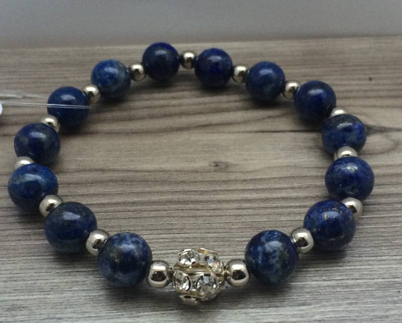 Lapislazuli Edelstein Perlen Stretch Armband, Lapis Schmuck Lapislazuli Edelstein Perlen Stretch Armband, Lapis Schmuck von AlyChrisBoutique