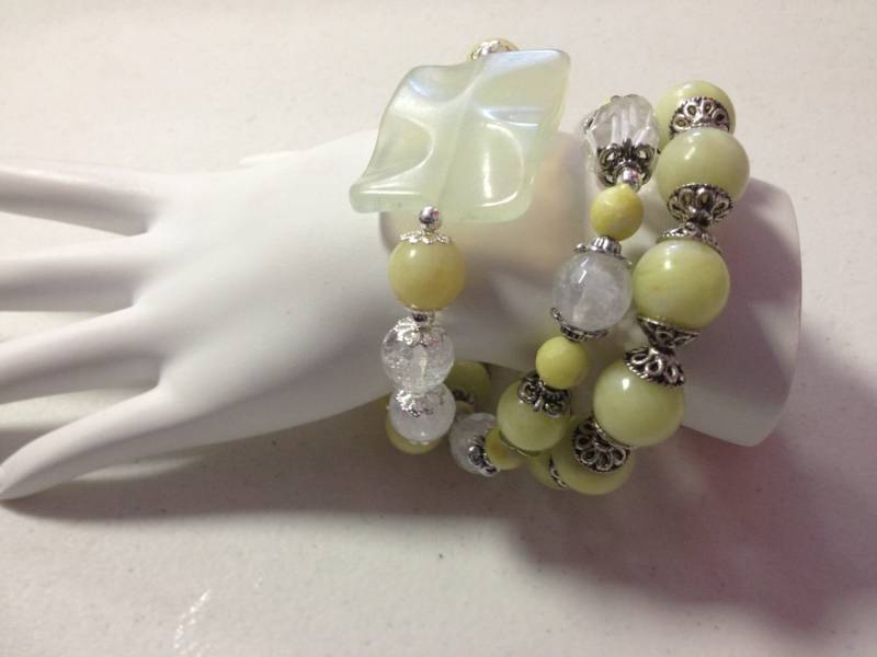 Lemon Jade, Neue Jade & Kristall Edelstein Perlen Armband Set, Set, Armbänder, Stack-Armbänder, Boho-Armbänder Lemon Jade, Neue Jade & Kristall Edelstein Perlen Armband Set, Set, Armbänder, Stack-Armbänder, Boho-Armbänder von AlyChrisBoutique