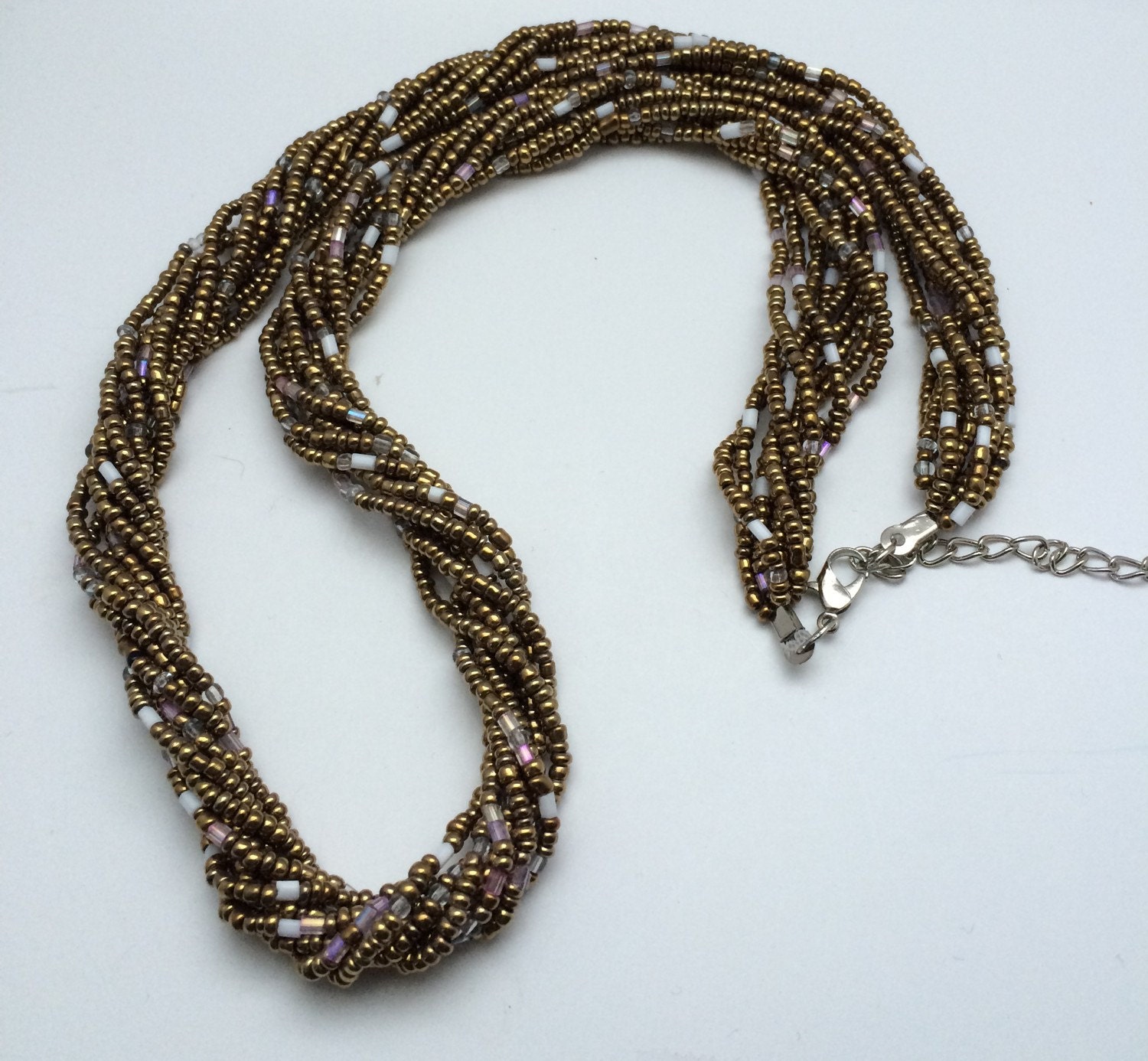 Multi Strang Verdreht Golden Seed Perle Halskette, Rocailles Perlenschmuck, Chunky Perlen Boho Schmuck Multi Strang Verdreht Golden Seed Perle Halskette, Rocailles Perlenschmuck, Chunky Perlen Boho Schmuck von AlyChrisBoutique