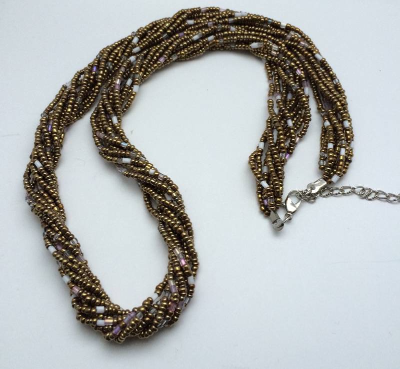 Multi Strang Verdreht Golden Seed Perle Halskette, Rocailles Perlenschmuck, Chunky Perlen Boho Schmuck Multi Strang Verdreht Golden Seed Perle Halskette, Rocailles Perlenschmuck, Chunky Perlen Boho Schmuck von AlyChrisBoutique