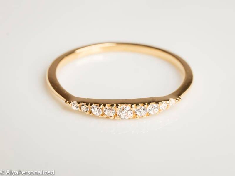 Diamant-Ehering - Ehering Für Damen Halb-Ewigkeits-Band Gold-Ehering Diamant-Ewigkeits-Band von AlyaPersonalized