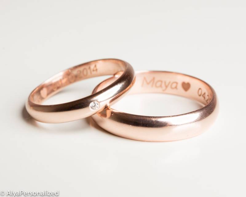 Ehering Set Graviert - Trauring Eheringe Für Sie Und Ihn Sein Roségold von AlyaPersonalized