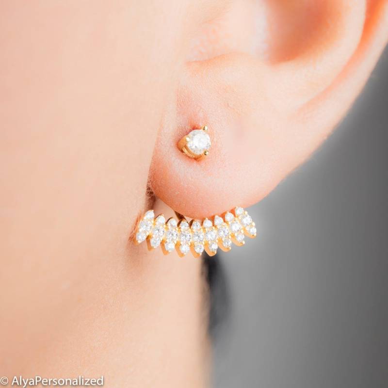 Gold Ear Jacket Ohrring - Zierliche Ohrringe Zierlicher Schmuck Einzigartiger Ohr Kletterer Trending Gold Ear Jacket Ohrring - Zierliche Ohrringe Zierlicher Schmuck Einzigartiger Ohr Kletterer Trending von AlyaPersonalized