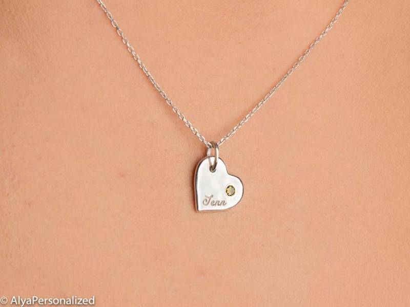 Handgestempelter Schmuck - Herz Charm Halskette Personalisierte Silber Weihnachtsgeschenke Für Freunde von AlyaPersonalized