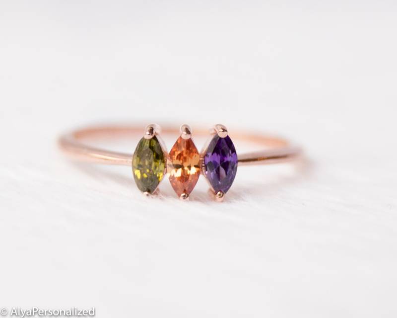 Personalisierte Mutter Geburtsstein Schmuck - 14K Rose Gold Ring, Muttertagsgeschenk Für Mutter, Personalisierte Geschenk von AlyaPersonalized