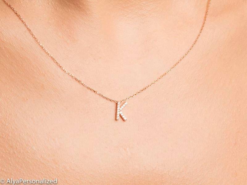 Rose Gold Initial Halskette - Personalisierte Brautjungfer Geschenk Personalisierte Schmuck-Initial Schmuck von AlyaPersonalized