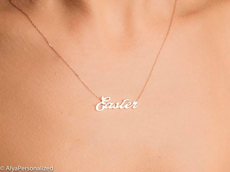 Rose Gold Name Halskette - Personalisierte Benutzerdefinierte Weihnachtsgeschenke Braut Geschenk von AlyaPersonalized