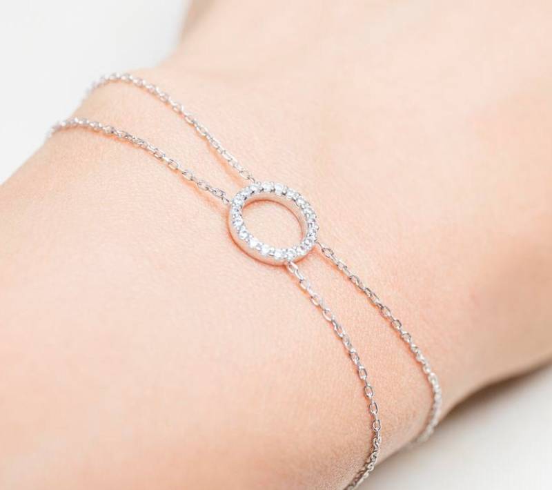 Sterling Silber Armband - Layered Stapelbare Armbänder Zierliches Silberarmband Karma Kreis von AlyaPersonalized