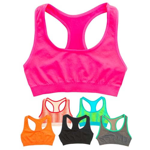 Alyce Ives Intimates Nahtloser Sport-BH für Mädchen, 6 Stück, Racerback-Trainings-BHs für Mädchen, Drucke und Feststoffe, XL von Alyce Ives Intimates