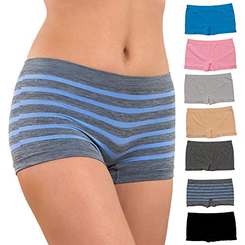 Alyce Intimates Pack of 7 Seamless No Show Womens Boyshort Hipster Panty, Standard & Plus Sizes Grays von Alyce Ives Intimates