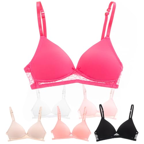Alyce Ives Intimates Körbchen-BH für Mädchen, Teenager und kleine Frauen, leicht gepolstert, 6er-Pack, Einfarbig mit Spitzenbesatz, 80A von Alyce Ives Intimates