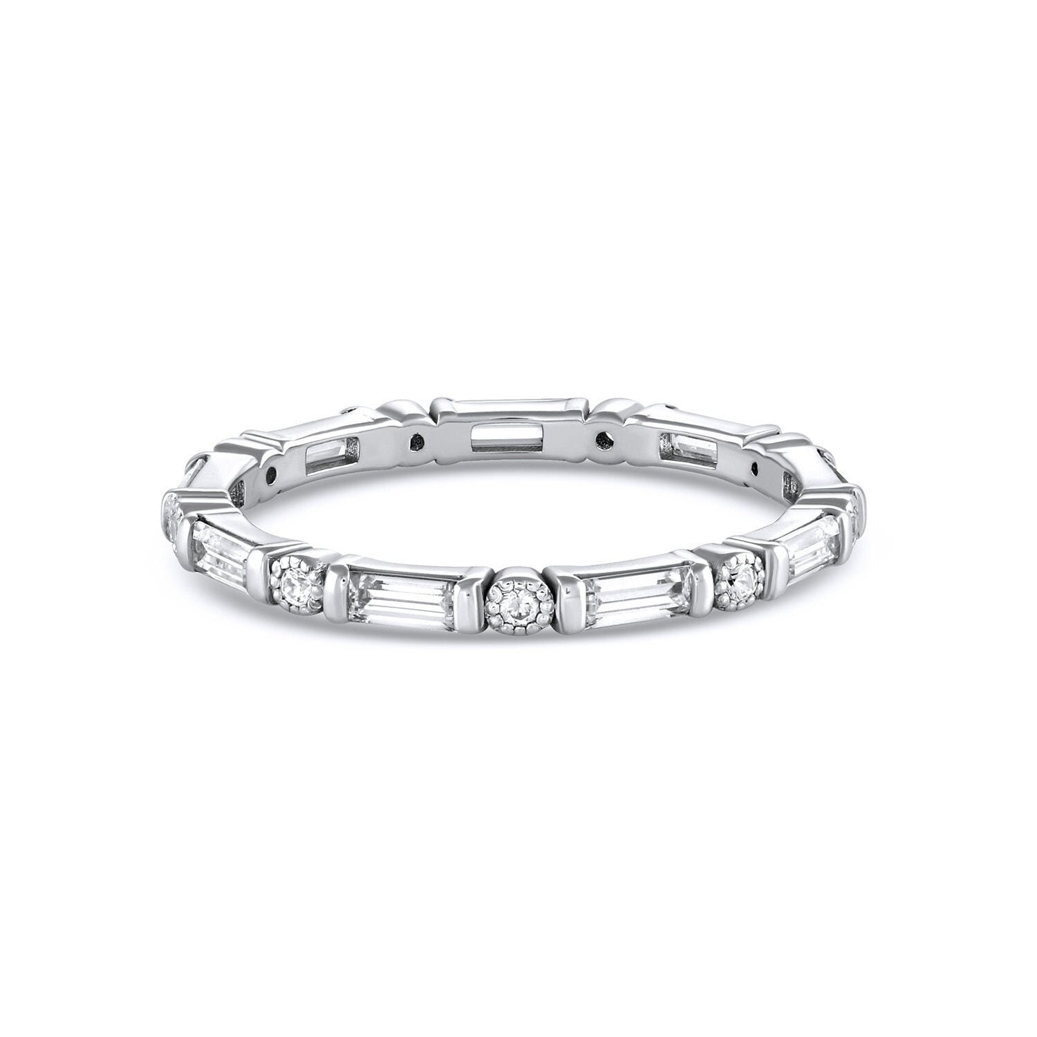 Zierliche Baguette Eternity Band | Diamant Ehering Trauring Weißgold Platin Art Deco Stapelbares Jubiläum Full von AlyshaWhitfield