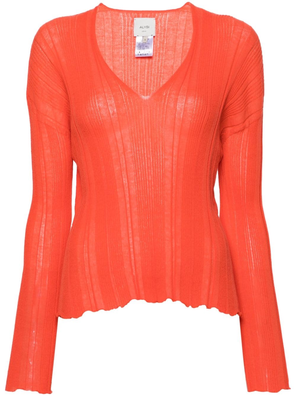 Alysi Gerippter Pullover mit V-Ausschnitt - Orange von Alysi