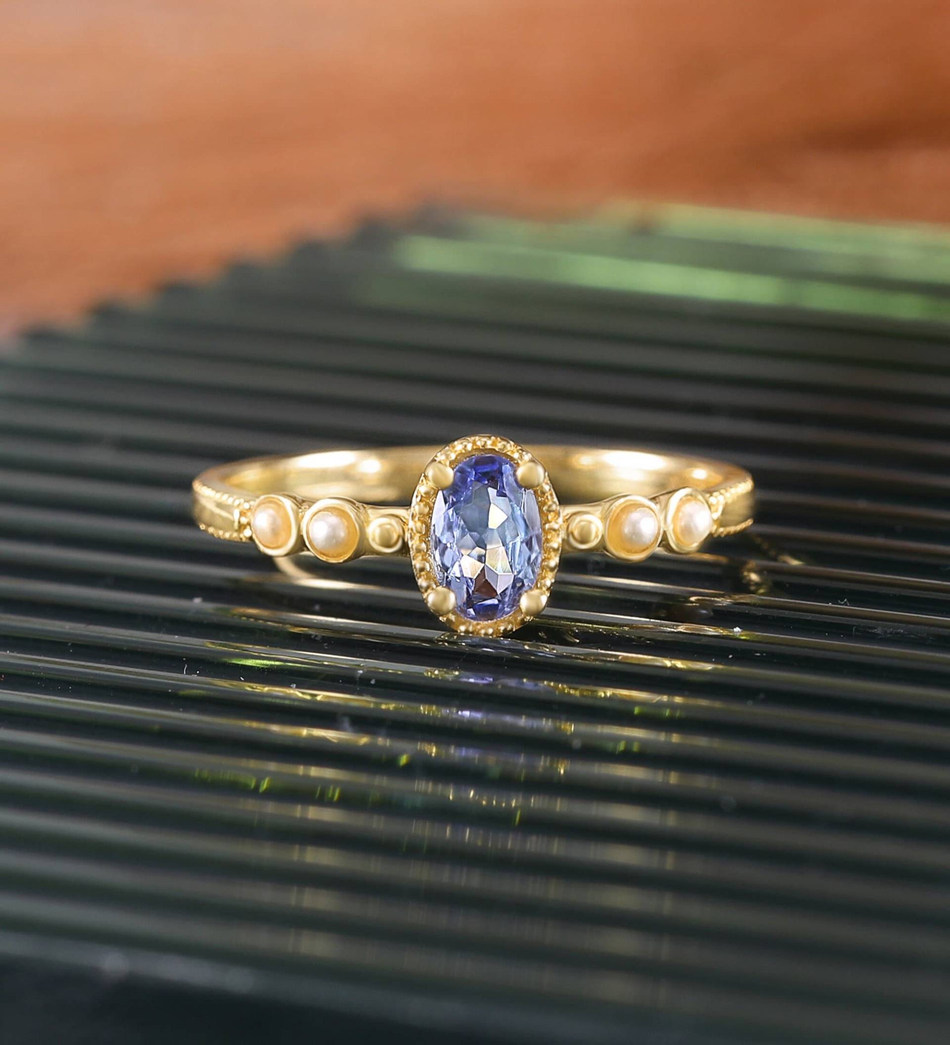 Amethyst Verlobungsring Damen Ovalschliff Ring Vintage Roségold Perlen Ehering Art Deco Geschenk Für Ihre Jubiläumsbraut von AlyssaCoShop