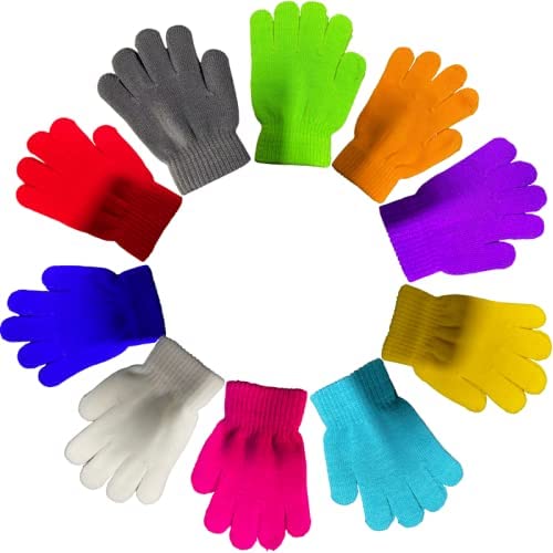 Alytimes 10 Pairs of Magic Gloves for Kids, Soft and Warm Kid's Winter Magic Gloves Unisex Children's Thermal Gloves Knitted Full Fingers Gloves for Ages 3-8 Daily Wear Winter（Multicolr） von Alytimes